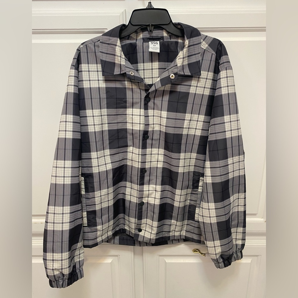 DSG X TWITCH + ALLISON Coaches Snap Gray Plaid Lightweight Jacket Men Size M